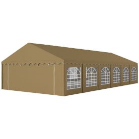 20' x 40' Party Tent, Outdoor Canopy Tent with Removable Sidewalls, 12 Windows for Parties, Wedding, Events, BBQ, Brown