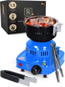 Blue Multipurpose Electric Charcoal Starter Electric Charcoal Burner ETL Approved Electric Stove Coconut Charcoal Lighters with Tongs 450W Hot Pl