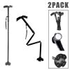 (2 Pack)5-Levels Adjustable Height Walking Stick Portable Foldable Cane Travel Camping Hiking Walking Cane w/LED Light(Logistics only For USPS.TK/TMEU
