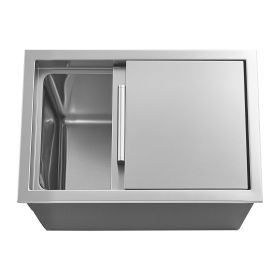 Drop in Ice Chest, 18"L x 12"W x 15"H Stainless Steel Drop in Cooler, 28.6 Quart Commercial Ice Bin with Sliding Lid for Outdoor Kitchen Patio Ba