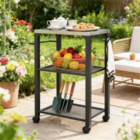 Outdoor barbecue cart, grill, with storage rack