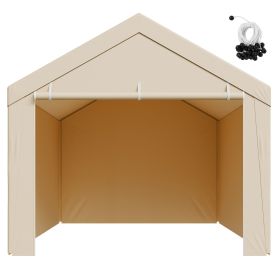 Carport Replacement Canopy, 10 x 20 ft Potable Garage Tent Top Tarp with Sidewalls, UV-Resistant & Waterproof
