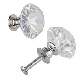 Cabinet Knobs, 12 Pack, 1.22 Inch Acrylic & Zinc Alloy Drawer Pulls Door Handles, Diamond Kitchen Solid Knobs Dresser Handles