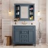 36'' Bathroom Vanity with Top Sink, Royal Blue Mirror Cabinet, Modern Bathroom Storage Cabinet with 2 Soft Closing Doors, Single Sink Bathroom Vanity