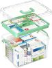 15qt Clear Medicine Organizer Storage Box with Tray, Plastic First Aid Box Empty, Medicine Caddy with Lids Handles,Thickened Medicine Container Chest