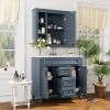 36'' Bathroom Vanity with Top Sink, Royal Blue Mirror Cabinet, Modern Bathroom Storage Cabinet with 2 Soft Closing Doors, Single Sink Bathroom Vanity
