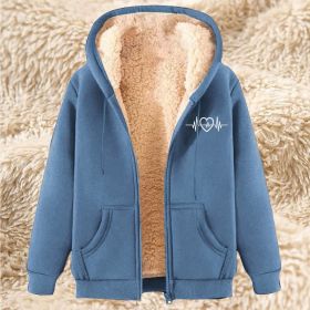 Men's Fleece Hoodie With Fleece Lining, Thick And Warm For Winter, Lamb Fleece For Autumn And Winter (Option: 21 Light Blue-L)