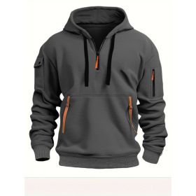 Dropped Shoulder Hooded Sweatshirt Men's Women's Plus Size Loose Pullover Fashion Sweatshirt (Option: Dark Gray-L-1pcs)