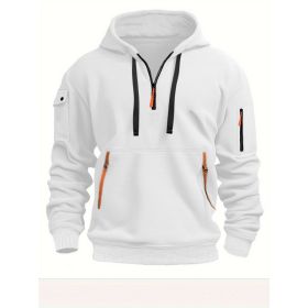 Dropped Shoulder Hooded Sweatshirt Men's Women's Plus Size Loose Pullover Fashion Sweatshirt (Option: White-S-1pcs)