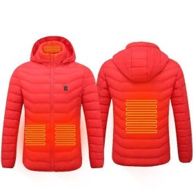 Winter Heated Jacket USB Electric Cotton Coat Zip-up Heater Thermal Clothing Heating Vest For Men (Option: Red Zone4-S)