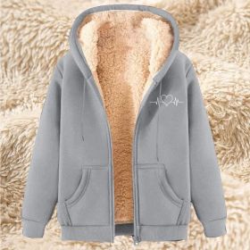Men's Fleece Hoodie With Fleece Lining, Thick And Warm For Winter, Lamb Fleece For Autumn And Winter (Option: 21 Light Gray-XL)