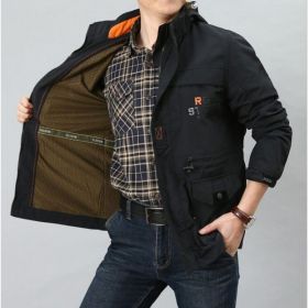 Men's Medium To Long Casual Outdoor Hooded Plus Size Jacket (Option: Black 1-2XL)
