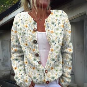 3D Digital Printing Cardigan Knitted Coat (Option: KKWY46-5XL)