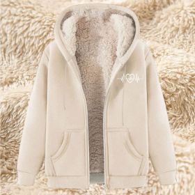 Men's Fleece Hoodie With Fleece Lining, Thick And Warm For Winter, Lamb Fleece For Autumn And Winter (Option: 21 Apricot-3XL)