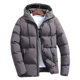 New Men's Pure Cotton Padded Jacket Hooded Coat (Option: Dark Grey-5XL)