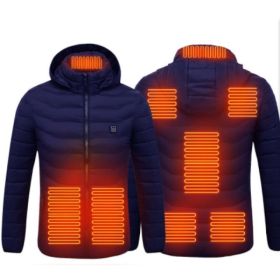 New Heated Jacket Coat USB Electric Jacket Cotton Coat Heater Thermal Clothing Heating Vest Men's Clothes Winter (Option: Blue Zone8-S)