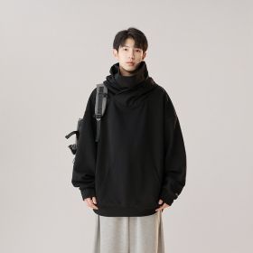 Hooded Turtleneck Sweater Men's Autumn Winter Couple Workwear Mechanical Style (Option: Matte Black-M)