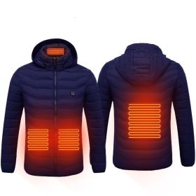 Winter Heated Jacket USB Electric Cotton Coat Zip-up Heater Thermal Clothing Heating Vest For Men (Option: Blue Zone4-2XL)