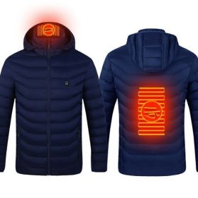 Winter Heated Jacket USB Electric Cotton Coat Zip-up Heater Thermal Clothing Heating Vest For Men (Option: Blue Zone2-M)