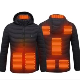 New Heated Jacket Coat USB Electric Jacket Cotton Coat Heater Thermal Clothing Heating Vest Men's Clothes Winter (Option: Black Zone8-S)