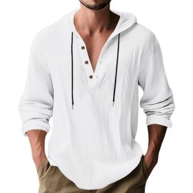 Hooded Casual Loose-fitting T-shirt Sweater For Men (Option: White-S)