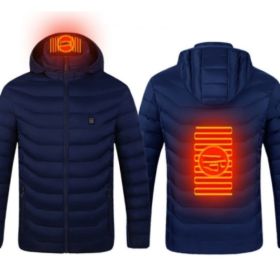 New Heated Jacket Coat USB Electric Jacket Cotton Coat Heater Thermal Clothing Heating Vest Men's Clothes Winter (Option: Blue Zone2-S)