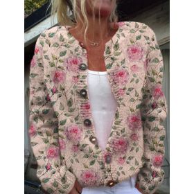 3D Digital Printing Cardigan Knitted Coat (Option: HWJ165956-S)
