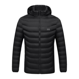 Winter Heated  Plus Size Jacket Electric Heated Clothing (Option: Zone 4single control black-4XL)