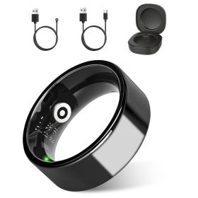 Smart Ring Health Tracker Fitness Sleep Stress HRV Tracker With Charging Case Magnetic Charging Cable For Women & Men Compatible With IOS & Andro (Option: Black-Size 7)