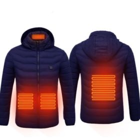 New Heated Jacket Coat USB Electric Jacket Cotton Coat Heater Thermal Clothing Heating Vest Men's Clothes Winter (Option: Blue Zone4-S)