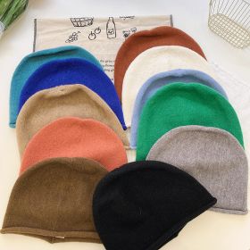 Thickened Headscarf Hat; Women'S Knitted Warm Jumper; Nightcap Trend; Autumn And Winter Solid Color Pile Hat (Color: Black)