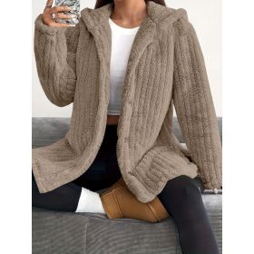 Hooded Loose Plush Coat Women's Regular Sleeve (Option: Camel-S)