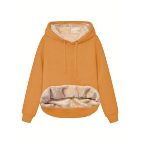 Warm Berber Fleece Pocket Hooded Sweatshirt Coat (Option: Yellow-S)