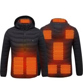 Winter Heated Jacket USB Electric Cotton Coat Zip-up Heater Thermal Clothing Heating Vest For Men (Option: Black Zone8-S)