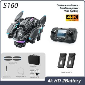Drone With Screen Remote & Obstacle Avoidance, Foldable Brushless Quadcopter With 2 Batteries & RGB Lights (Option: Black)