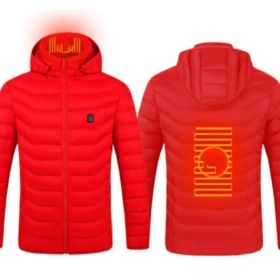 New Heated Jacket Coat USB Electric Jacket Cotton Coat Heater Thermal Clothing Heating Vest Men's Clothes Winter (Option: Red Zone2-S)