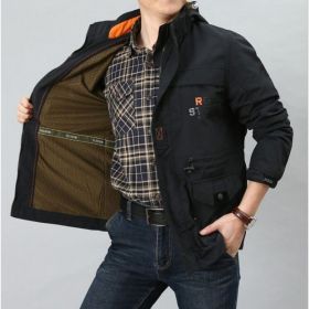 Men's Medium To Long Casual Outdoor Hooded Plus Size Jacket (Option: Black 1-4XL)