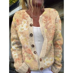 3D Digital Printing Cardigan Knitted Coat (Option: HWJ165908-5XL)