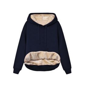 Warm Berber Fleece Pocket Hooded Sweatshirt Coat (Option: Sapphire Blue-M)