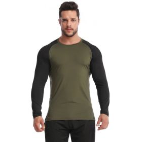 Fitness Clothes Men's High Elastic Breathability PRO Quick-drying (Option: Army Green Black-3XL-1pcs)