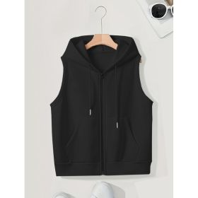 Women's Sleeveless Slim-fit Cardigan Zip Sweater (Option: Black-M)