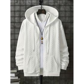 Men's Plus-sized Casual Hooded Sweater (Option: White-2XL)