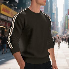 Casual Men's Loose Round Neck Sweater Thin (Option: Brown-M)