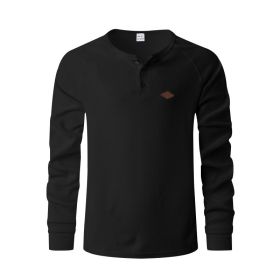 Waffle Buckle Quick-drying Raglan Henry Long Sleeve (Option: Black-M)