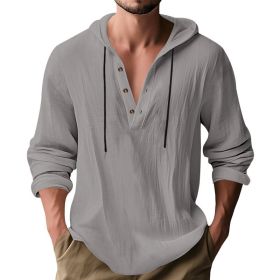 Hooded Casual Loose-fitting T-shirt Sweater For Men (Option: Gray-M)