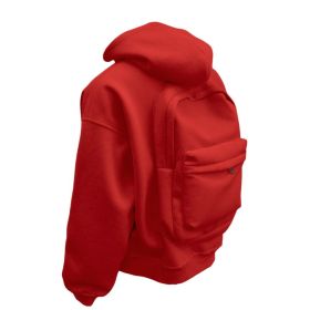 Backpack Men's Loose Sports And Leisure Hooded Zipper Sweatshirt (Option: Red-M)