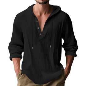 Hooded Casual Loose-fitting T-shirt Sweater For Men (Option: Black-M)