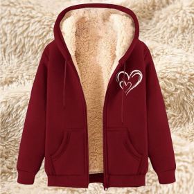 Sweater Men's Fleece-lined Thickened Men's Winter Lambskin (Option: 17 Wine Red-XL)