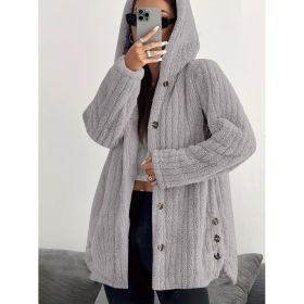 Hooded Loose Plush Coat Women's Regular Sleeve (Option: Light Gray-L)