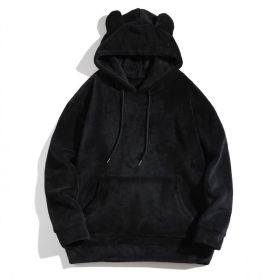 Men's Casual Cool Fashion Sweater Coral Fleece Jacket (Option: Black-2XL)